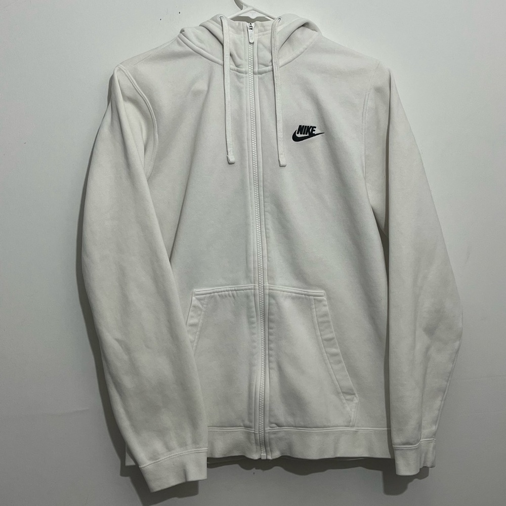 Nike White Full Zip Hoodie Small Women’s Classic Logo Athleisure Sweatshirt - Picture 2 of 10